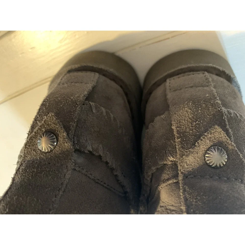 UGG Australia Gray Suede Sheepskin Lined Boots Women's Size 8